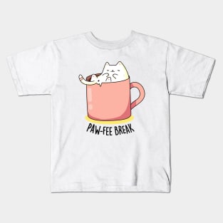 Pawfee Break Cute Coffee Cat Pun Kids T-Shirt